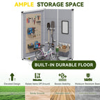4x5 FT Outdoor Storage Shed, Weather-Resistant Shed with Lockable Double Doors & Built-In Floor, Sloped Roof Outdoor Shed for Backyard, Patio & Lawn, Gray