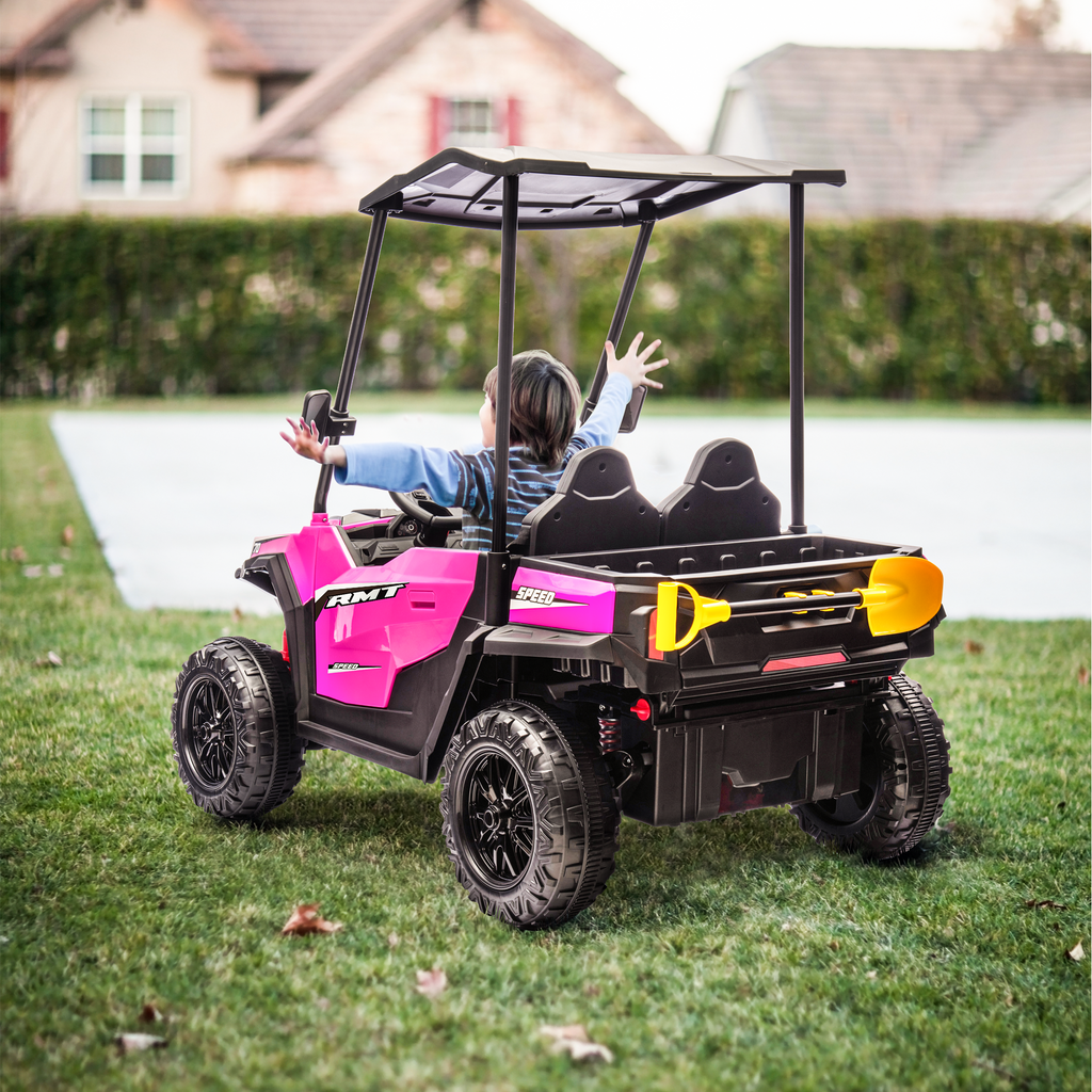 EROMMY 24V Ride on Electric Kids UTV Side by Side – Rose Red