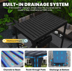 8x10 Louvered Pergola, Aluminum BBQ Pergola, Hardtop Gazebo for Outdoor Grill, Adjustable Rainproof Roof, Pergolas for Patio, Black
