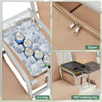 EROMMY 2-Person Outdoor Swing with Canopy, Storage Table, Cooler Bag & Cushions – Beige