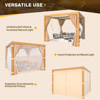 EROMMY 10X10 Pergola with Louvered Adjustable Roof – Wood Grain