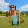 Erommy  Outdoor Wooden Playhouse for Kids - Fir Tree House with Slide, Climbing Ladder & Play Kitchen | Ages 4-8, Wood
