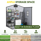 6x4 FT Outdoor Storage Shed, Weather-Resistant Shed with Lockable Double Doors & Built-In Floor, Sloped Roof Outdoor Shed for Backyard, Patio & Lawn, Black