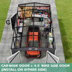 EROMMY 14x24 FT Heavy Duty Carport - Galvanized Steel Frame Car Shelter with Reinforced Base, Enclosed Storage Shed for Cars & Trucks, Grey