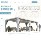 EROMMY 12x20 Freestanding Aluminum Pergola with Louvered Roof – White