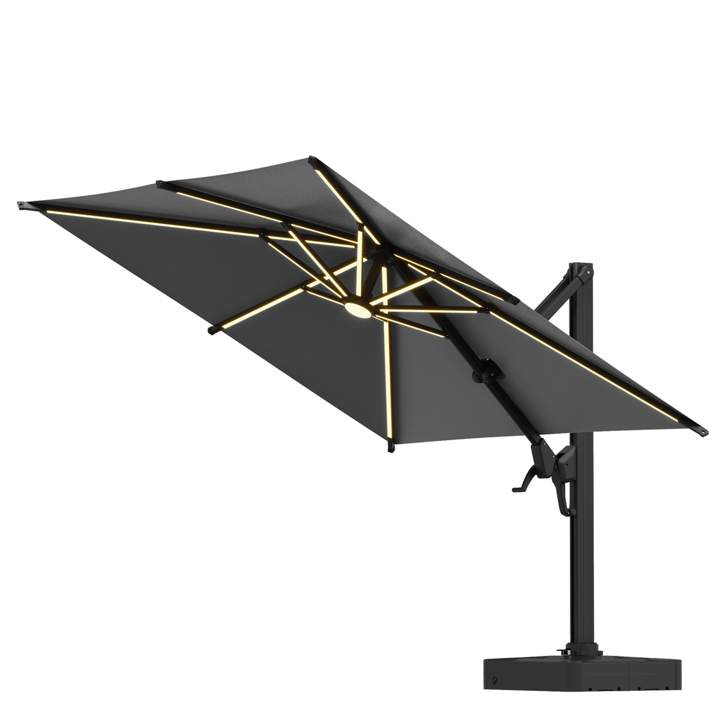 EROMMY 10 X 10 Outdoor Weather-resistant Umbrella with LED, Base Excluded - Gray