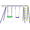 Ultimate 5-In-1 Outdoor Kids Swing Set with Sturdy A-Frame Metal Construction and Secure Ground Stakes