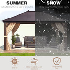 EROMMY 10' x 13' Hardtop Gazebo Hardtop Gazebo, Outdoor Galvanized Steel Canopy, Aluminum Furniture with Netting for Garden, Patio