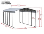 Arrow Carport, 12 ft. x 24ft. x 9ft. Charcoal 12′ x 24′ x 9′
