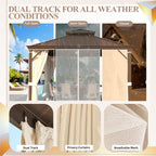 EROMMY 12x12 Screened Gazebos with Aluminum Frame
