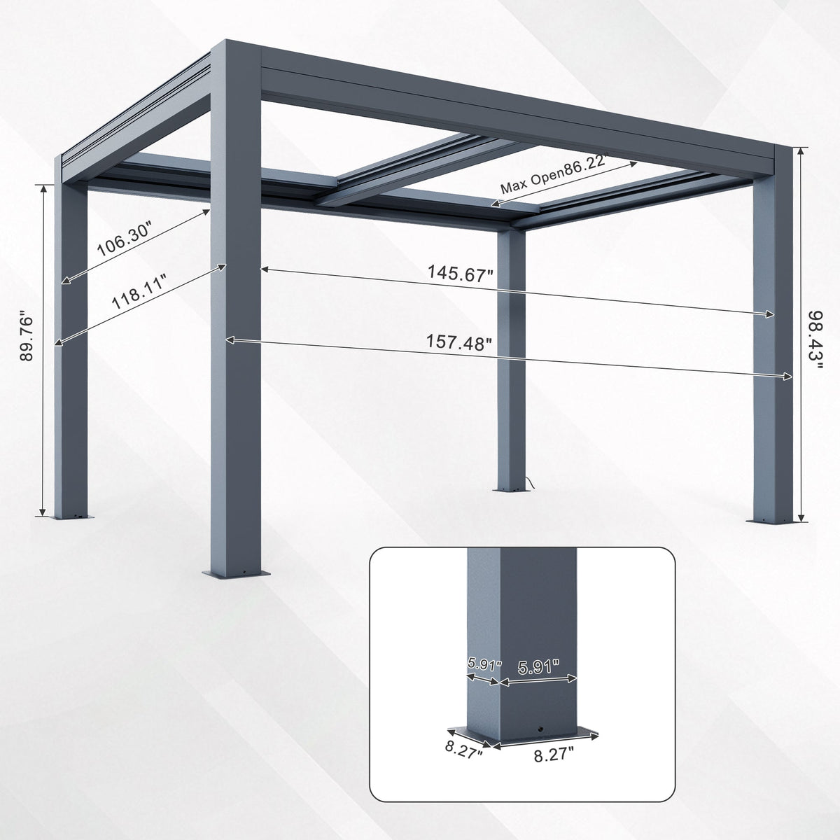 EROMMY 10x13 Smart Electric Pergola with Movable Louvers