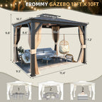 EROMMY 10X12 Gazebo with Double Galvanized Steel Roof