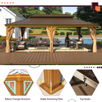 EROMMY 14X22 Hardtop Grill Gazebo with Netting and Sides