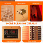 EROMMY 2-Person Indoor Infrared Sauna for Home, Far Infrared Sauna with Red Light Therapy, Chromotherapy Lighting, 6 Carbon Heaters & Bluetooth Speaker, Walnut