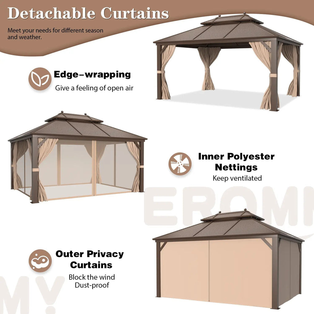 EROMMY 10X13 Small Gazebo with Netting for Backyard