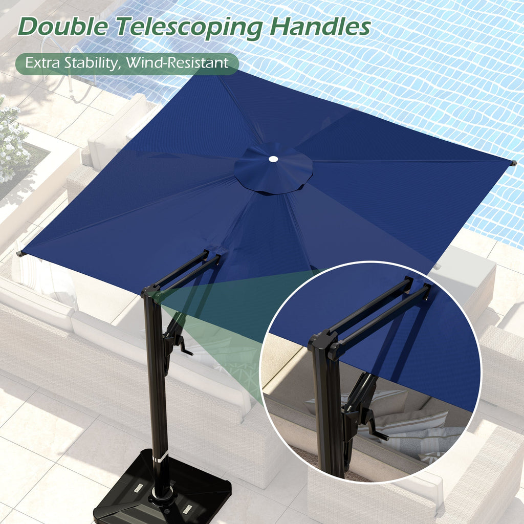 EROMMY 10 x 10 Outdoor Square Offset Umbrella with Sturdy Frame, Base Excluded - Navy