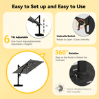 EROMMY 10 X 10 Outdoor Weather-resistant Umbrella with LED, Base Excluded - Gray