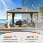 EROMMY 12X14 Gazebo with Double Galvanized Steel Roof