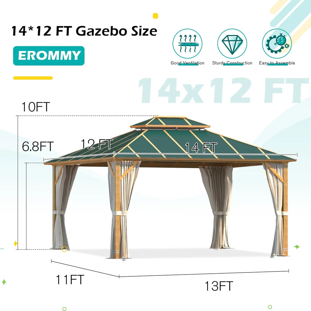 EROMMY 12x14 Hardtop Patio Gazebo