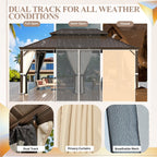 EROMMY 12x20 Patio Gazebo for Backyard Grey Hardtop Gazebo with Galvanized Steel Roof