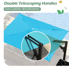 EROMMY 10 x 13 Outdoor Large Offset Umbrella, Base Excluded - Blue