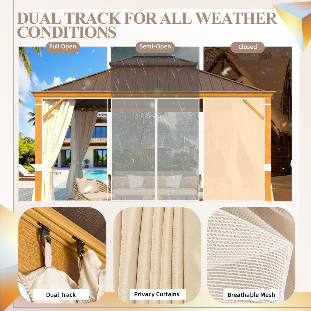 EROMMY 12x14 Hardtop Steel Gazebo with Easy Installation