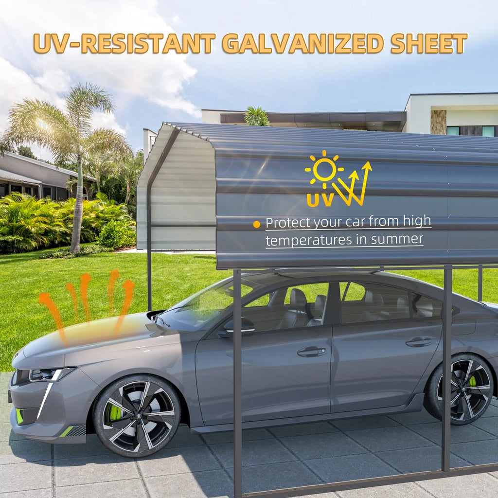EROMMY 10’ x 15’ Metal Carport with Galvanized Roof – Sturdy Shelter for Cars, Boats, Trucks, and Tractors