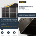 EROMMY 12X15 Solarium Room for 4 Season with Sliding Door – Grey