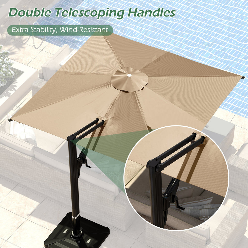 EROMMY 10 x 10 Rectangular Umbrella with Sturdy Frame, Base Excluded - Brown