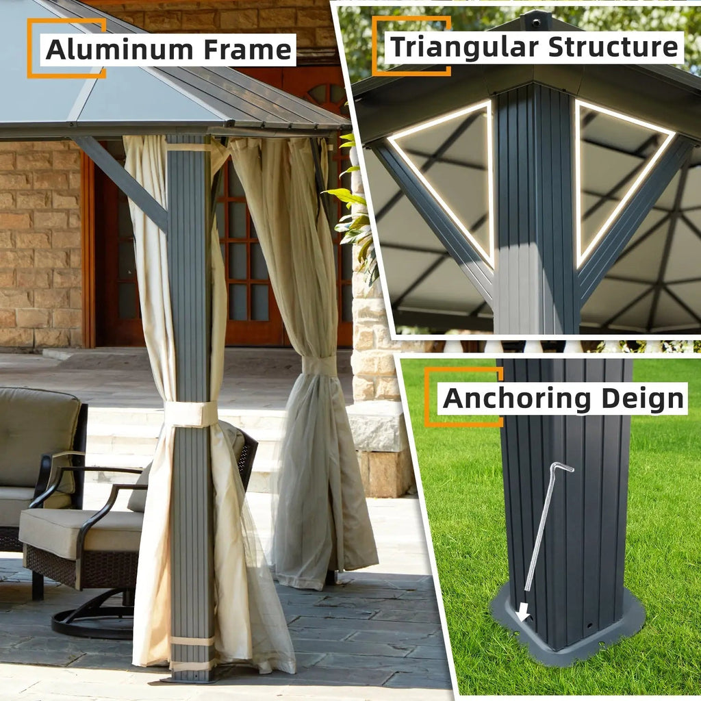 EROMMY 12x20 Large Gazebo with a Double Roof