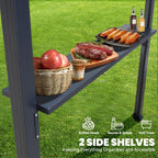 8x10 Louvered Pergola, Aluminum BBQ Pergola, Hardtop Gazebo for Outdoor Grill, Adjustable Rainproof Roof, Pergolas for Patio, Black