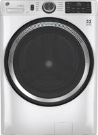 GE – 4.8 CuFt High-Efficiency Stackable Smart Front Load Washer w/UltraFresh Vent System & Microban Antimicrobial Technology – White on white