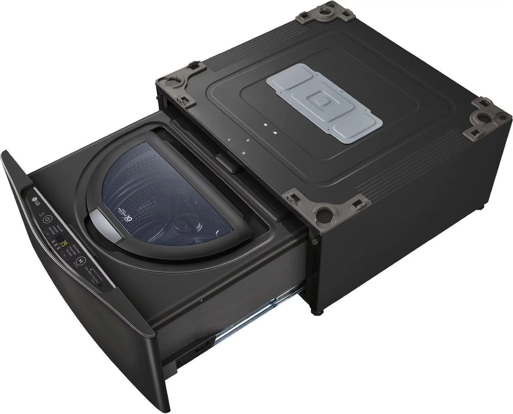 LG – SideKick 1.0 Cu. Ft. High-Efficiency Smart Top Load Pedestal Washer with 3-Motion Technology – Black steel