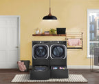LG – SideKick 1.0 Cu. Ft. High-Efficiency Smart Top Load Pedestal Washer with 3-Motion Technology – Black steel