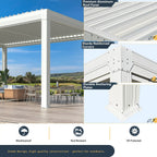 EROMMY 12x20 Large Aluminum Pergola with Louvered Canopy – White