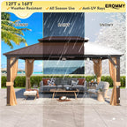 EROMMY 12X16 Hardtop Gazebo with Netting for Outdoor
