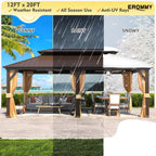 EROMMY 12X20 Hardtop Grill Gazebo with Netting and Sides