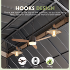 EROMMY 12X20 Wooden Finish Coated Aluminum Gazebo with Metal Roof