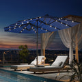 EROMMY 15 × 9 Double-Sided Patio Umbrella with Lights - Navy