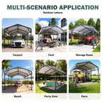 EROMMY 10' x 15' Outdoor Steel Carport with Galvanized Steel Frame and Roof