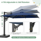 EROMMY 10 x 10 Outdoor Square Offset Umbrella with Sturdy Frame, Base Excluded - Navy