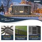 EROMMY 12X15 Solarium Room for 4 Season with Sliding Door – Grey