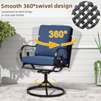 Erommy  Patio Swivel Chair Set of 2, Outdoor Dining Chairs with Cushions, Blue