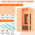 EROMMY 2-Person Indoor Infrared Sauna for Home, Far Infrared Sauna with Red Light Therapy, Chromotherapy Lighting, 6 Carbon Heaters & Bluetooth Speaker, Natural Wood