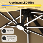 EROMMY 10 X 10 Cantilevered Umbrella with LED Lights, Base Excluded - Brown
