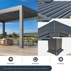 EROMMY 10x20 Aluminum Louvered Pergola with Pull-down Screen – Grey