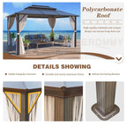 EROMMY 10X13 Gazebo with Polycarbonate Double Roof