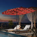 EROMMY 15 X 9 Double-Sided Large Umbrella with Solar LED - Red