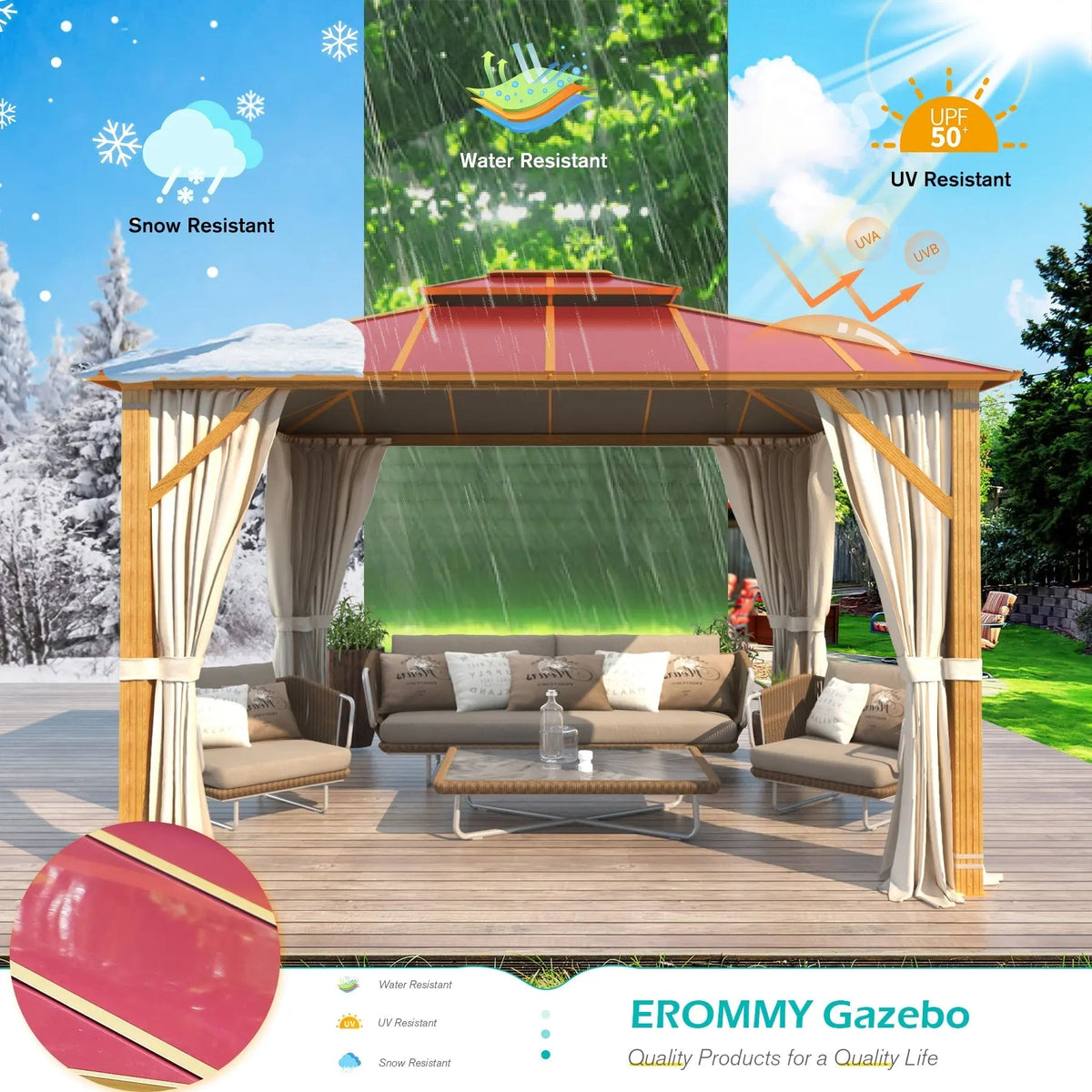 EROMMY 10x12 Double Roof Gazebo