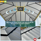 EROMMY 12' x 12' Hardtop Gazebo, Permanent Outdoor Aluminum Patio Gazebo with Aluminum Composite Double Arc Roof, Curtains and Netting Included